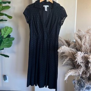Black short sleeve lace dress